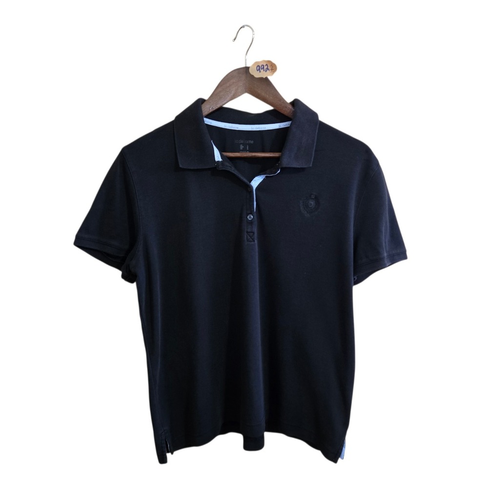 Liz Claiborne Women's Classic Polo Size LG Black Short Sleeve Cotton Blend‎
